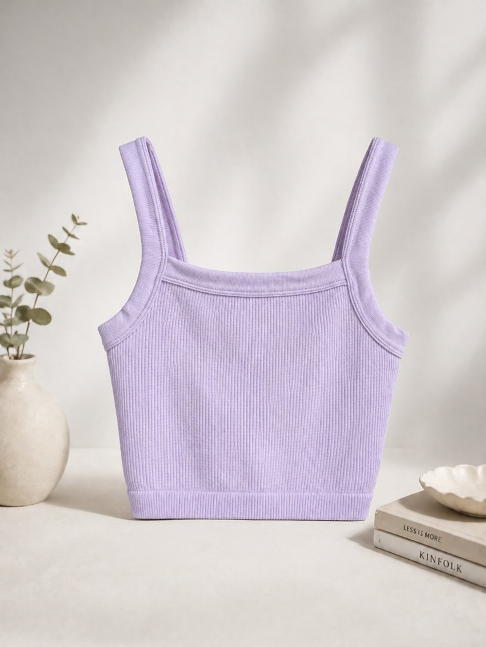 Cotton On Lavender Ribbed Square-Neck Crop Tank (228)